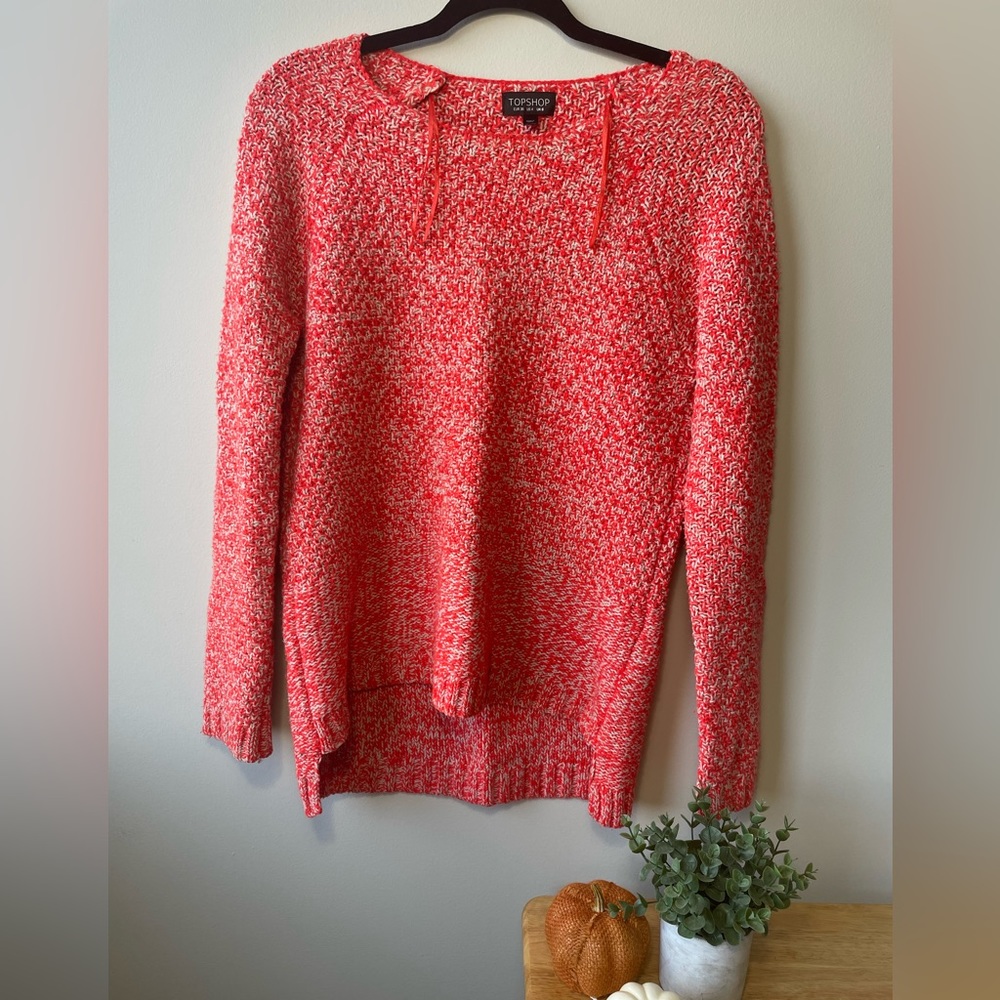 TOPSHOP Women’s Knitter Crew Sweater | Red Orange | Size US4 UK8 EUR36